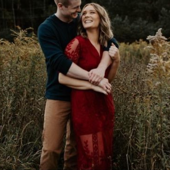 Wine Red Lace Romper Dress - Picture 6 of 6